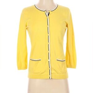 Talbots Yellow Cardigan with Black Trim
